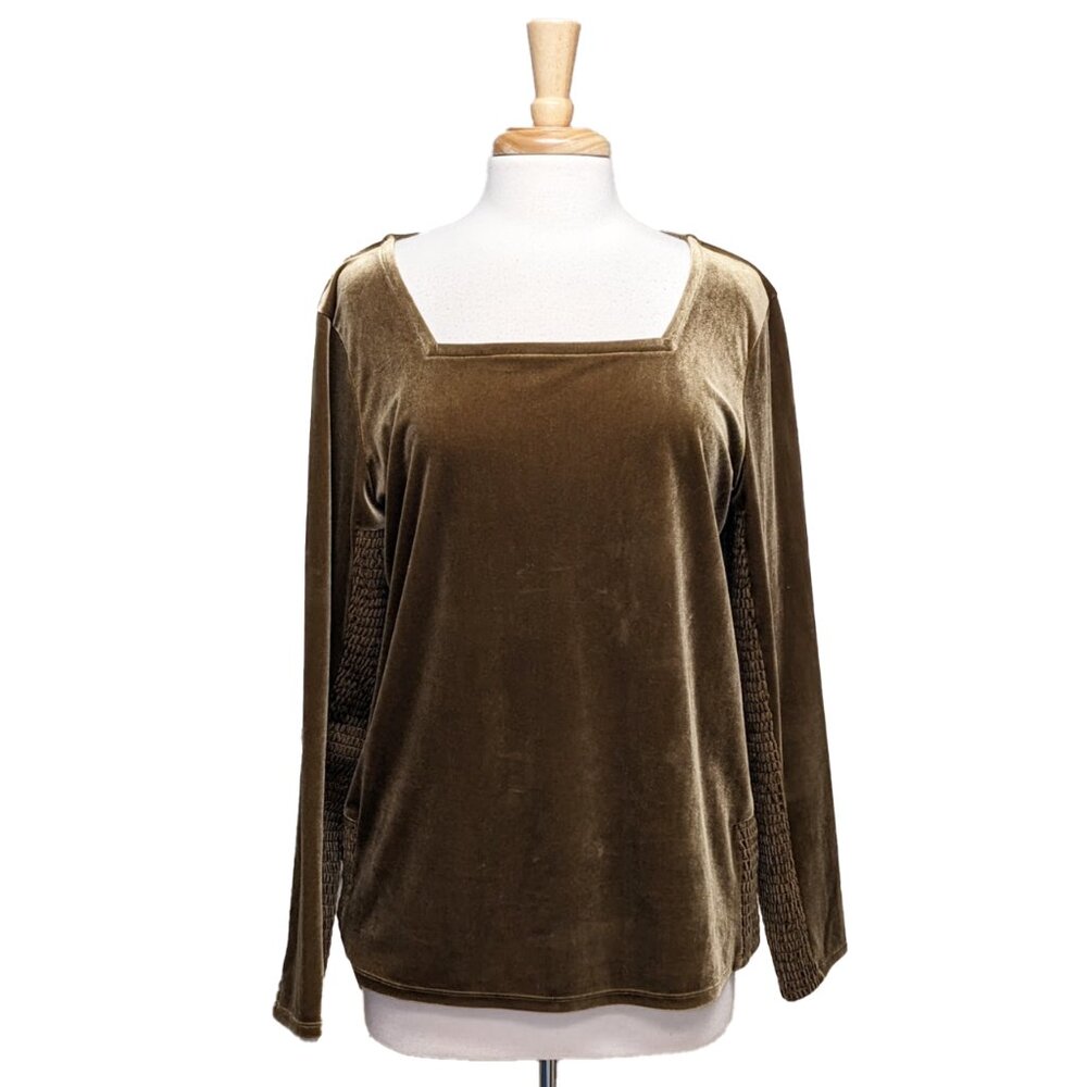 SUNDANCE Velvet Top Elena w/ Square Neck and Smocked Details